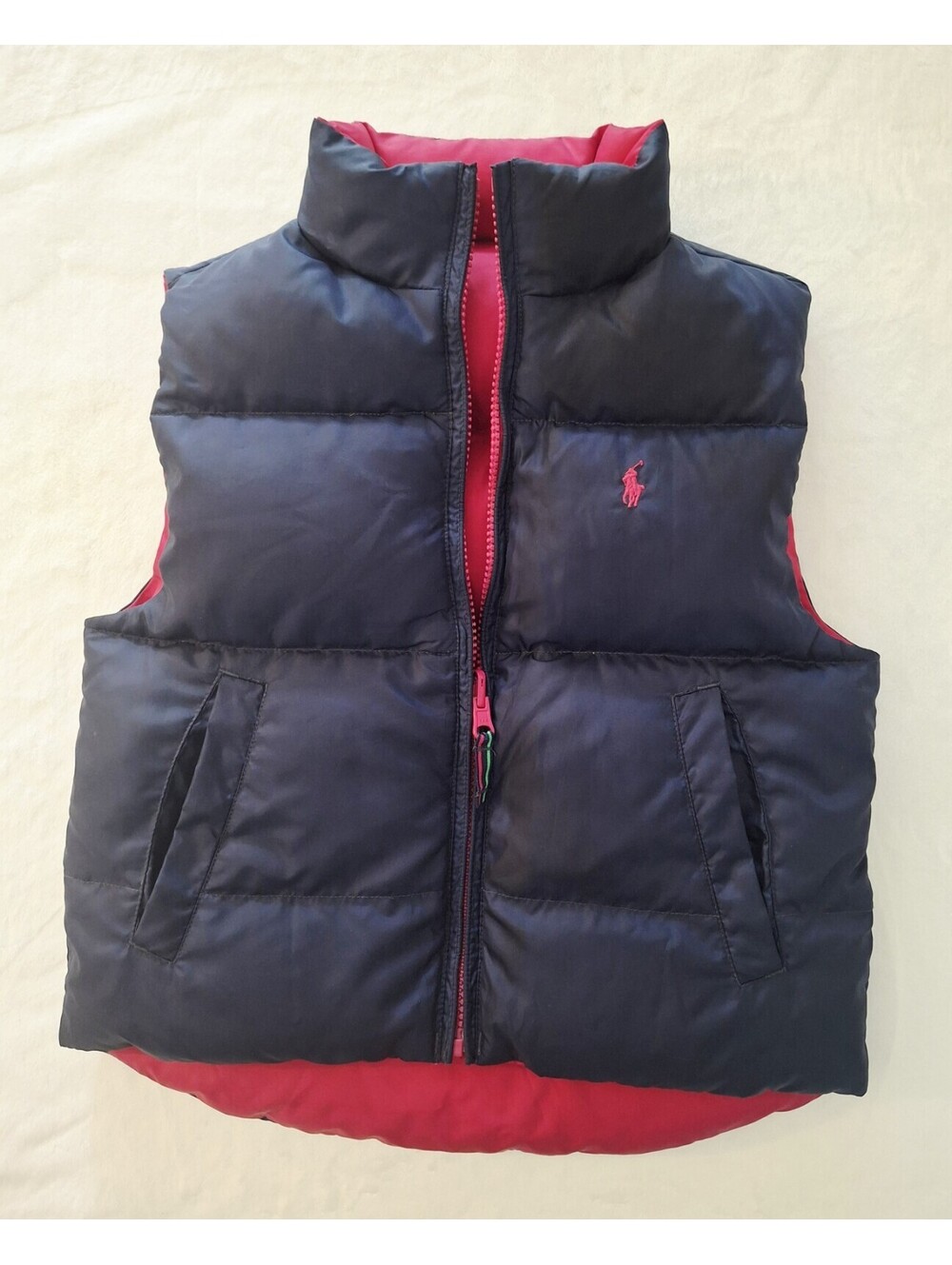 Ralph Lauren Down Puffer Reversible Vest Full Zip Blue/Hot Pink (Size Small  7)